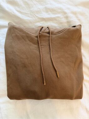 Men's Brown Zip-Up Sweater Hoodie with Drawstring